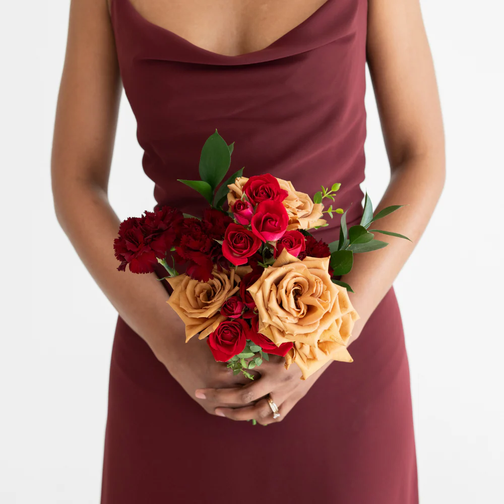 Caramel and Burgundy Bridesmaid Bouquet