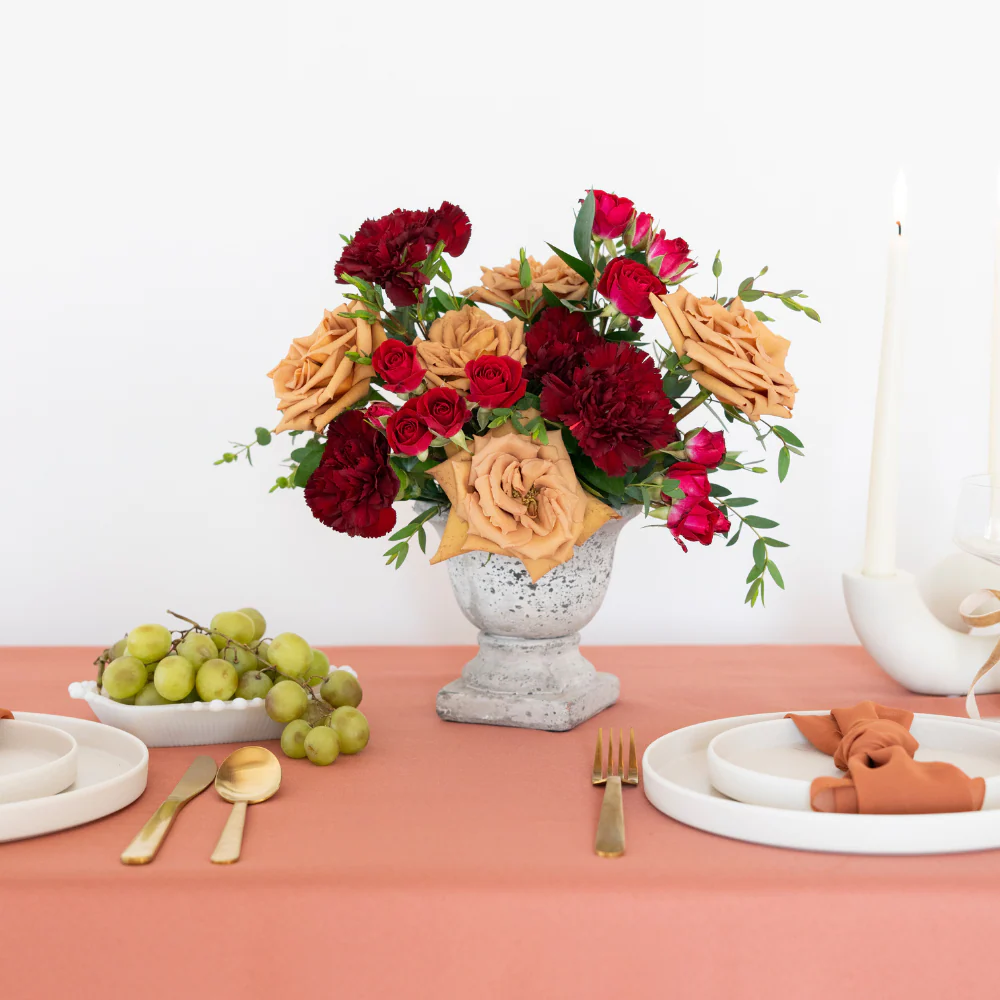 Caramel and Burgundy Centerpiece