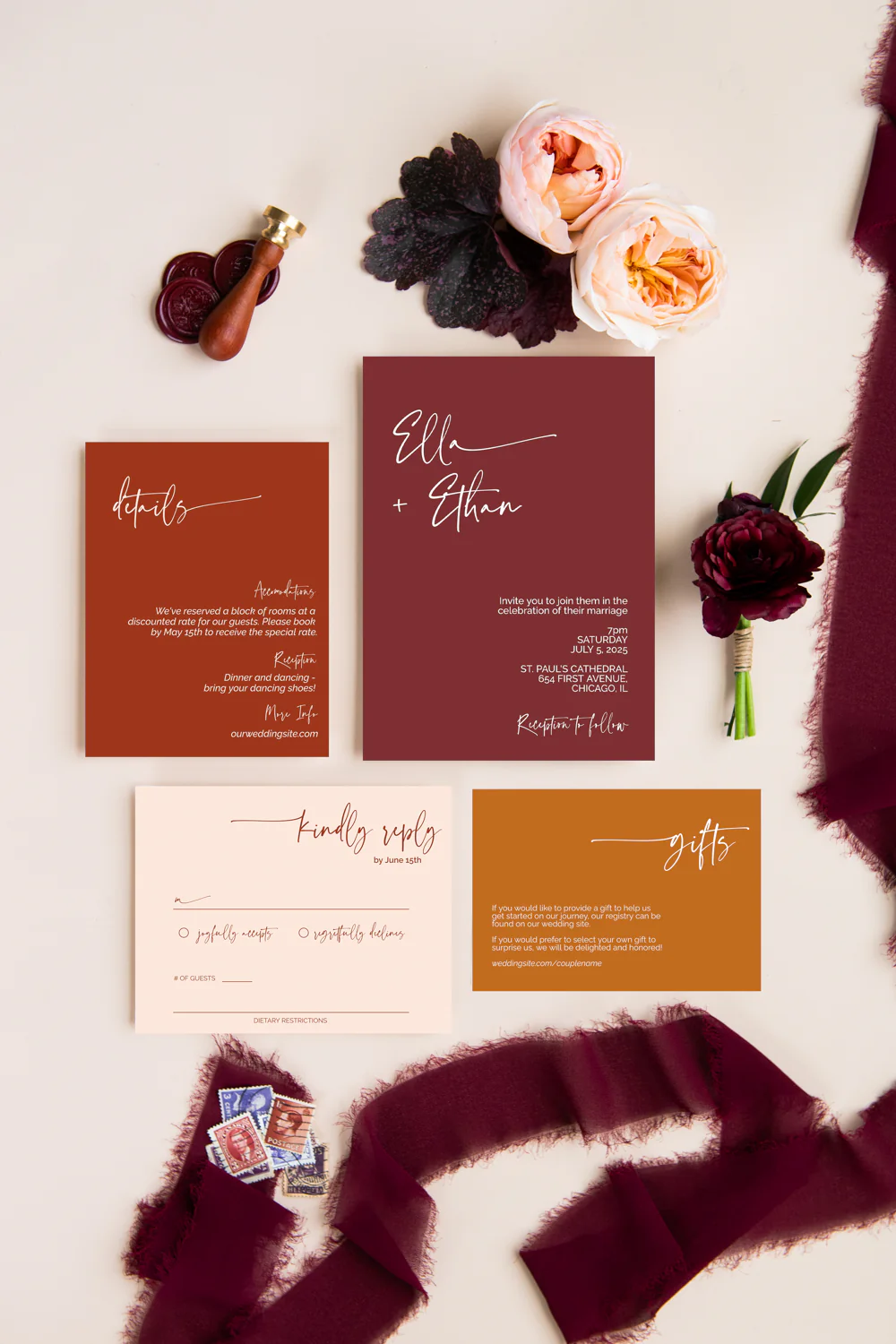 Autumn Minimalist Invitation Suite Template - 025 - Image 4