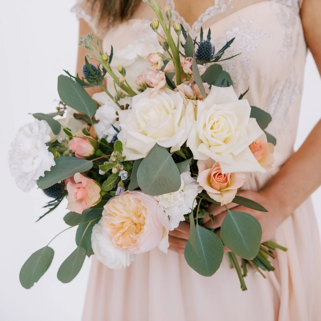 Peach and Blue Full DIY Bridal and 4-5 Bridesmaid Bouquets - Image 2