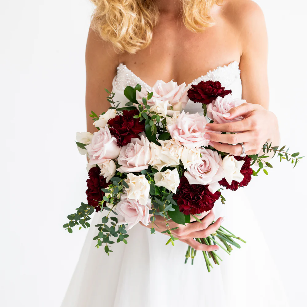 Blush and Burgundy Bridal Bouquet