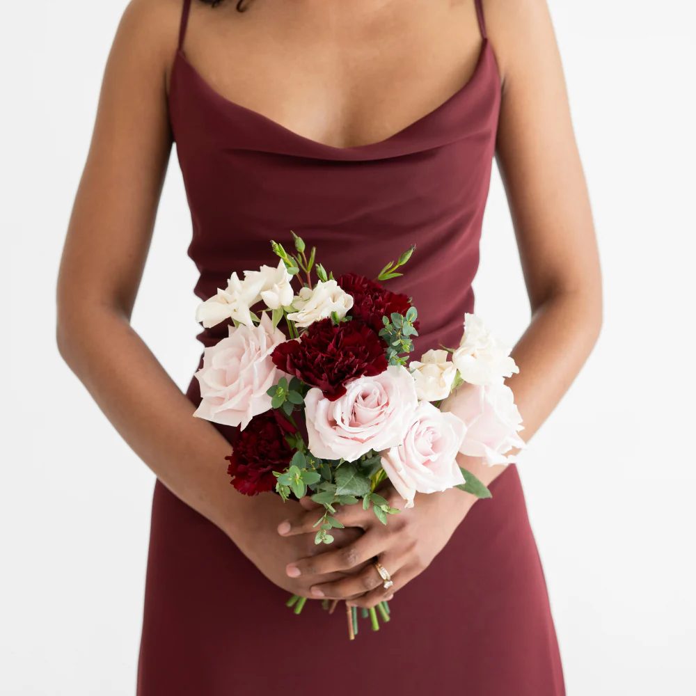 Blush and Burgundy Bridesmaid Bouquet