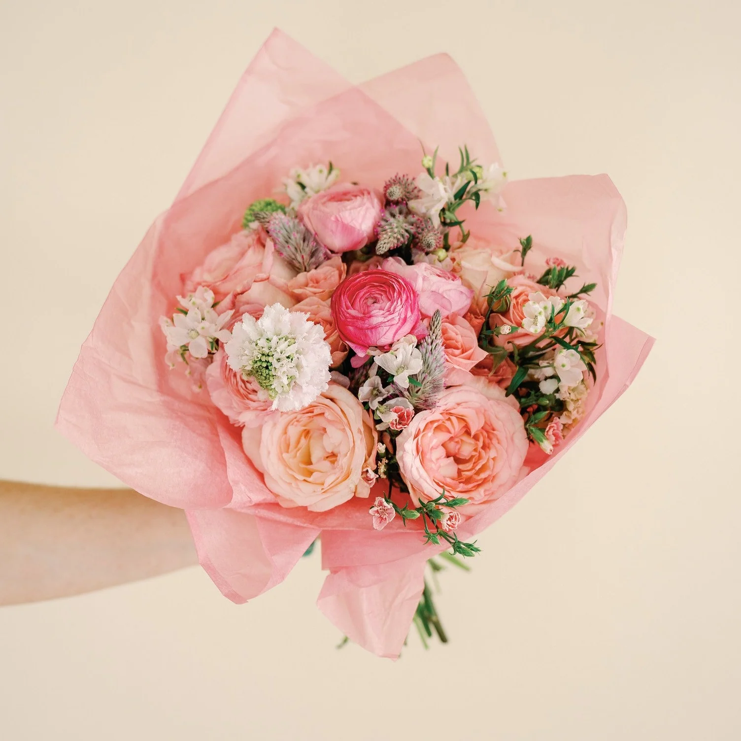 Blush Satin Bridal Bouquet - Image 3