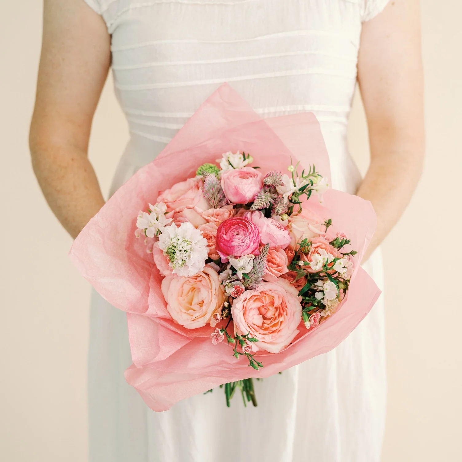 Blush Satin Bridal Bouquet - Image 4