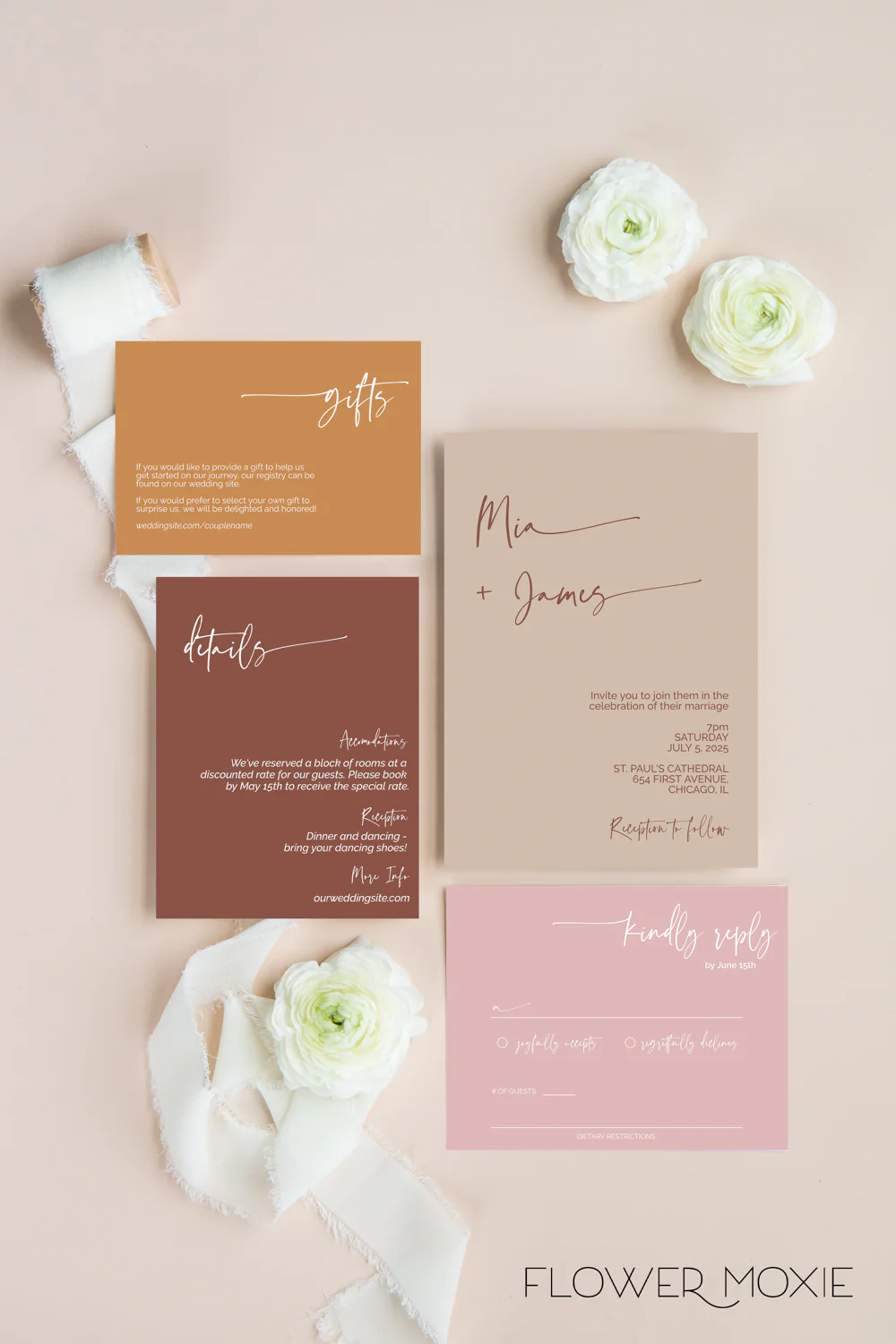 Boho Minimalist Invitation Suite Template - 025