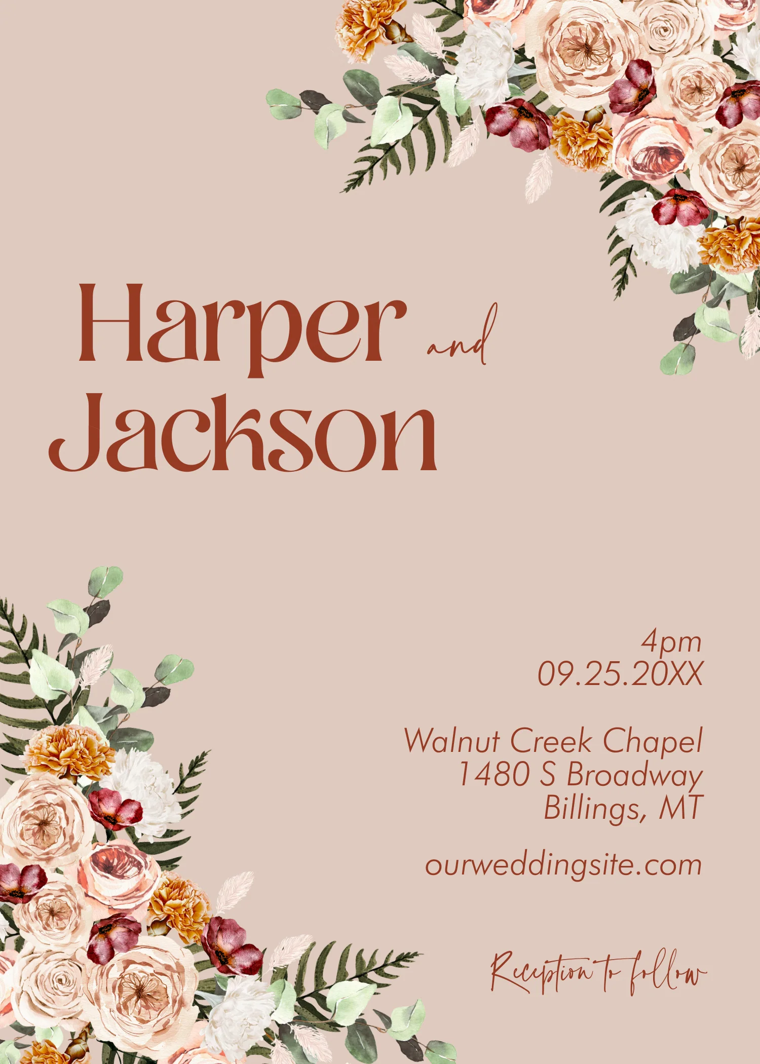 Canyon Rose Invitation Suite Template - 030 - Image 5