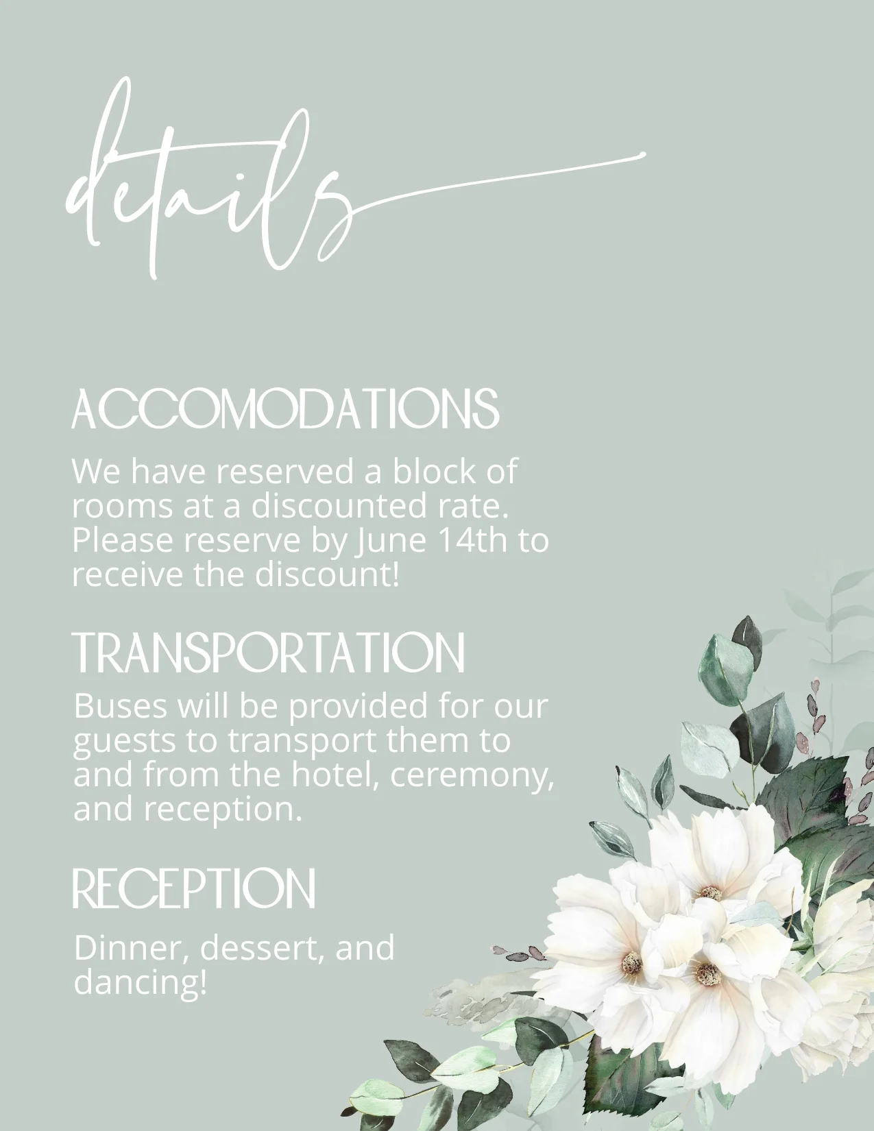 Cream and Sage Invitation Suite Template - 030 - Image 7