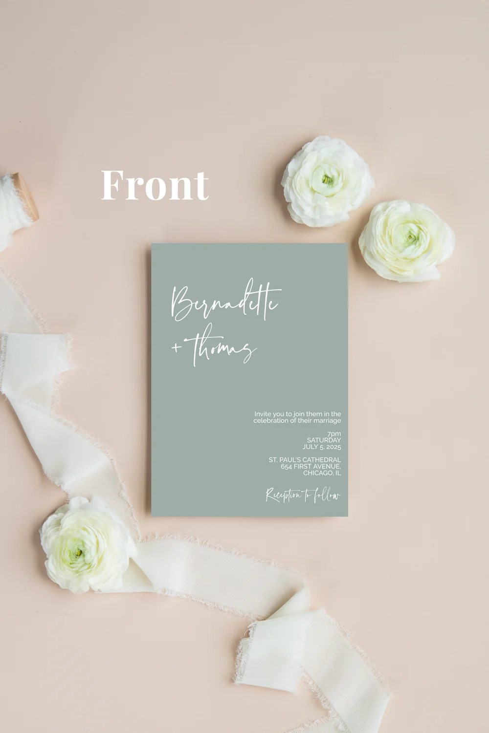 Cream and Sage Minimalist Invitation Suite Template - 025 - Image 3