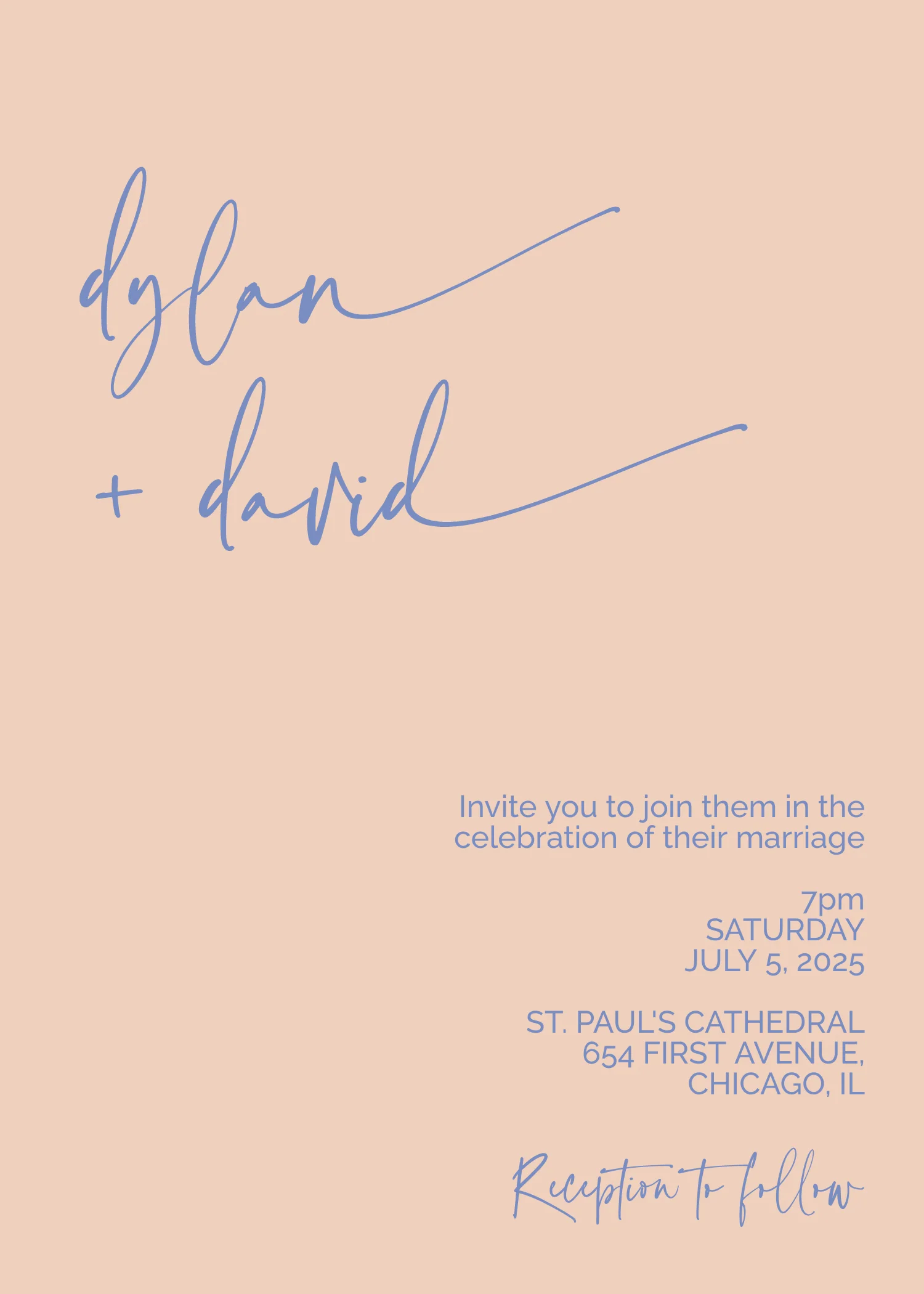 Dusty Blue and Peach Minimalist Invitation Suite Template - 025 - Image 5