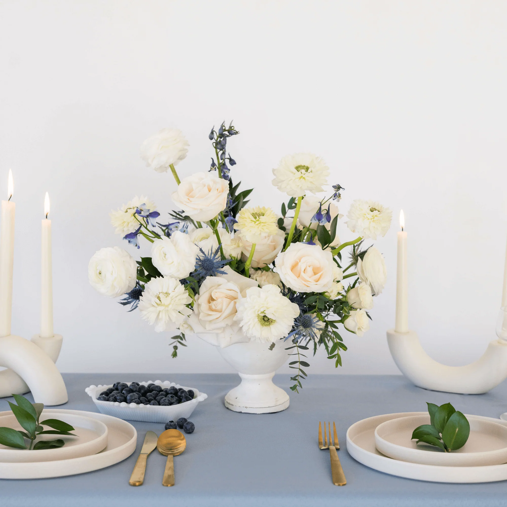 Dusty Blue and Cream Premade Plus - 8 Centerpieces