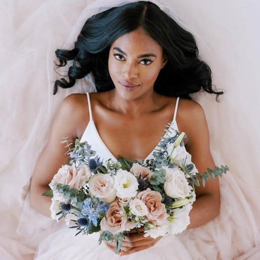 Dusty Blush and Blue Full DIY Bridal and 4-5 Bridesmaid Bouquets - Image 3