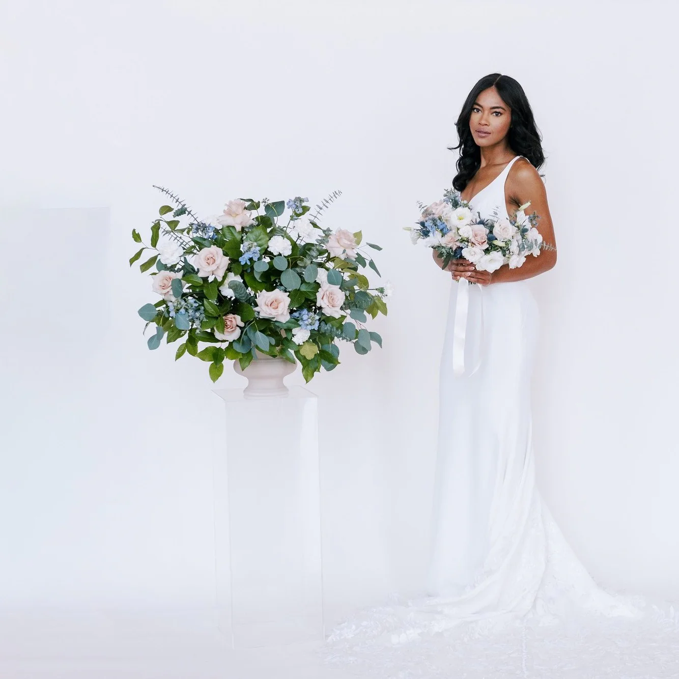 Dusty Blush and Blue Full DIY Ceremony Flowers