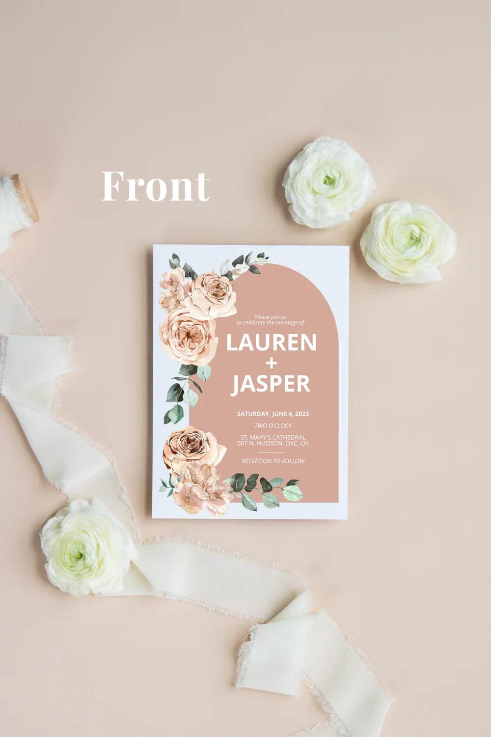 Dusty Blush and Dusty Rose Invitation Suite Template - Arch - Image 3