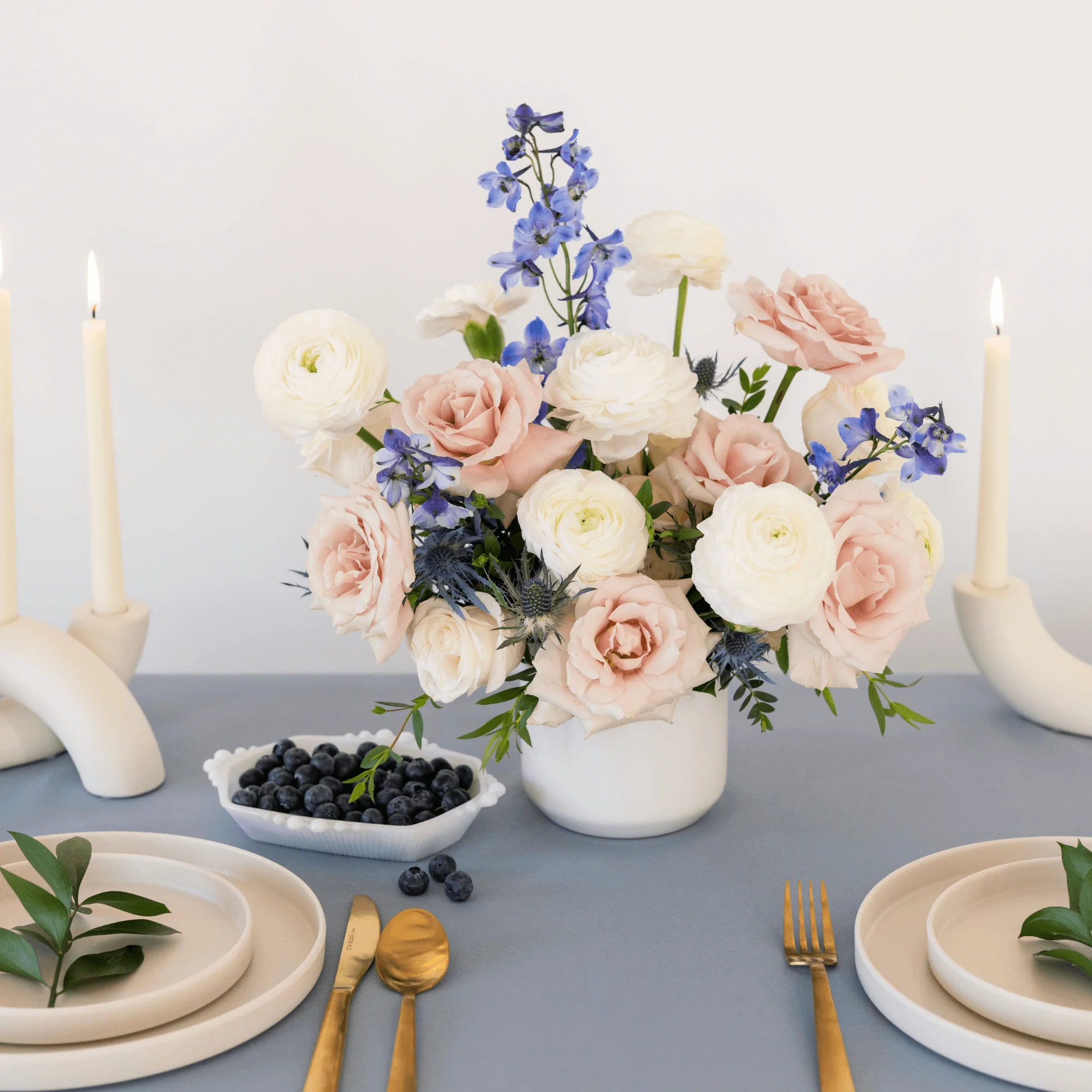 Dusty Blush and Blue Premade Plus - 8 Centerpieces