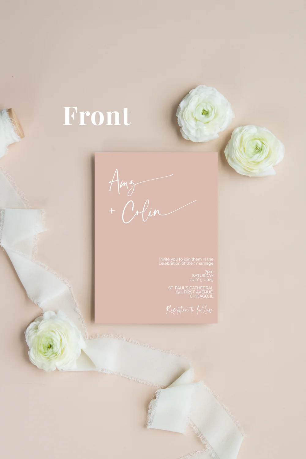 Dusty Rose and Cream Minimalist Invitation Suite Template - 025 - Image 3