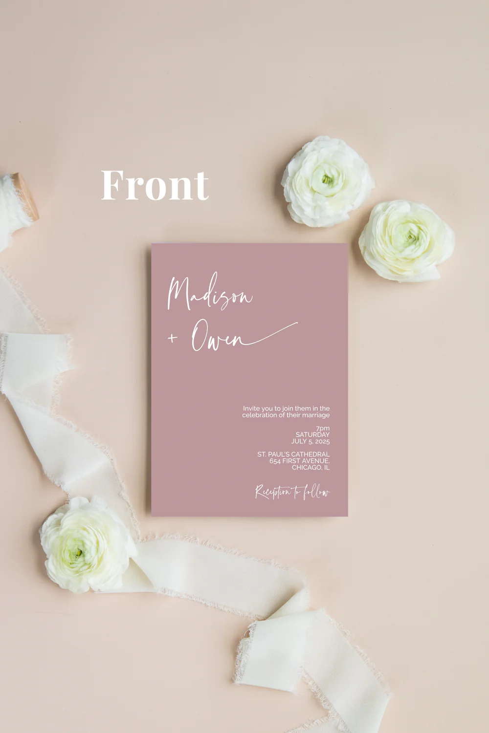 Dusty Rose and Marsala Minimalist Invitation Suite Template - 025 - Image 4