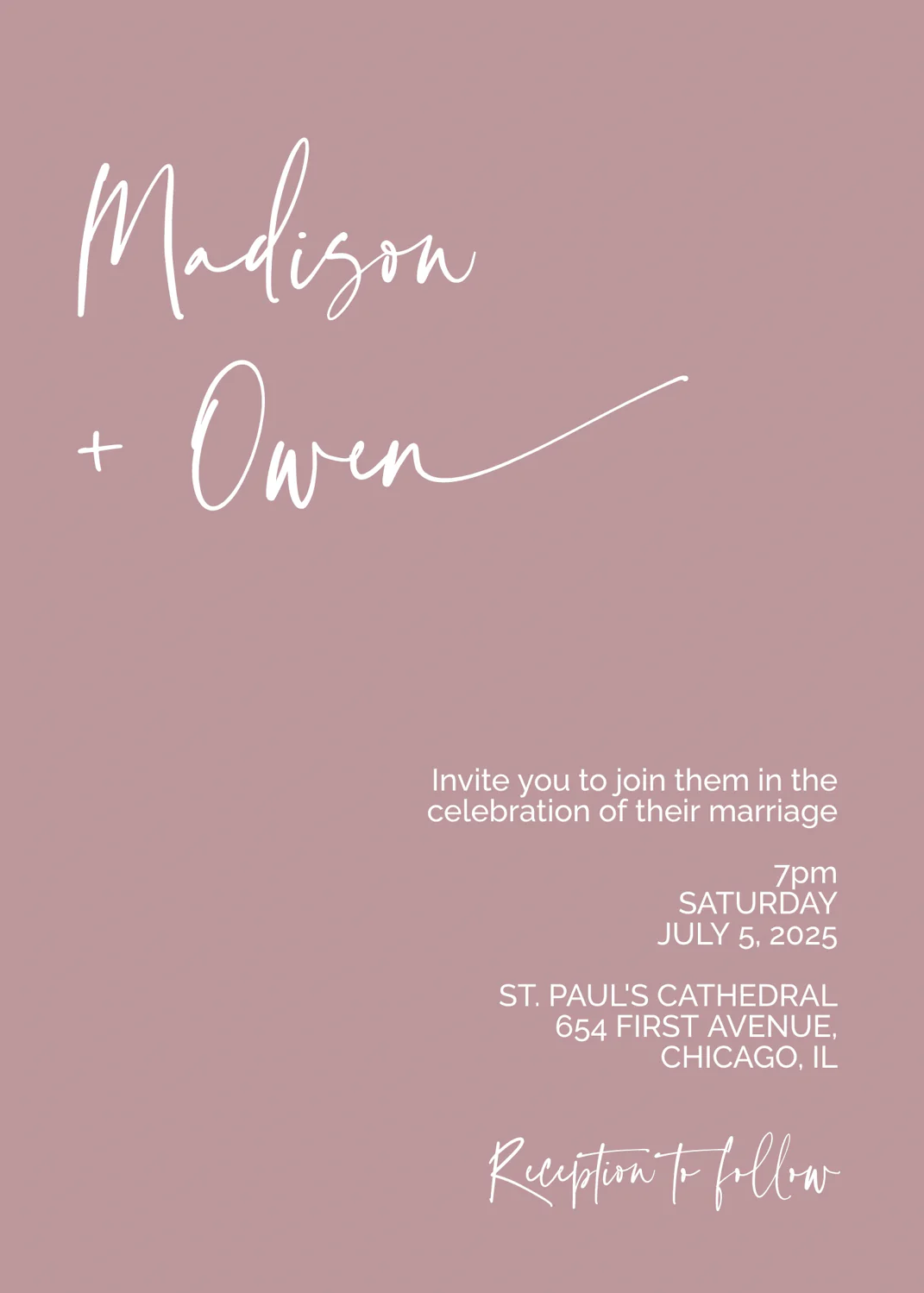 Dusty Rose and Marsala Minimalist Invitation Suite Template - 025 - Image 7