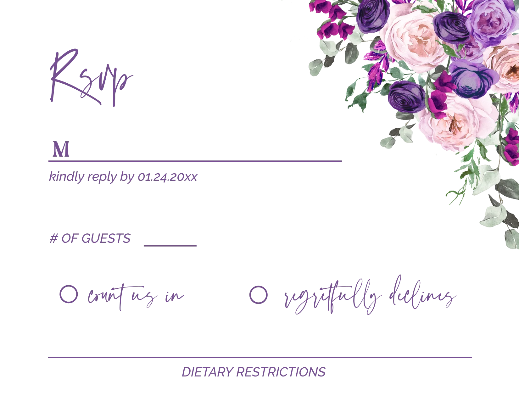 Eggplant and Lavender Invitation Suite Template - 030 - Image 8