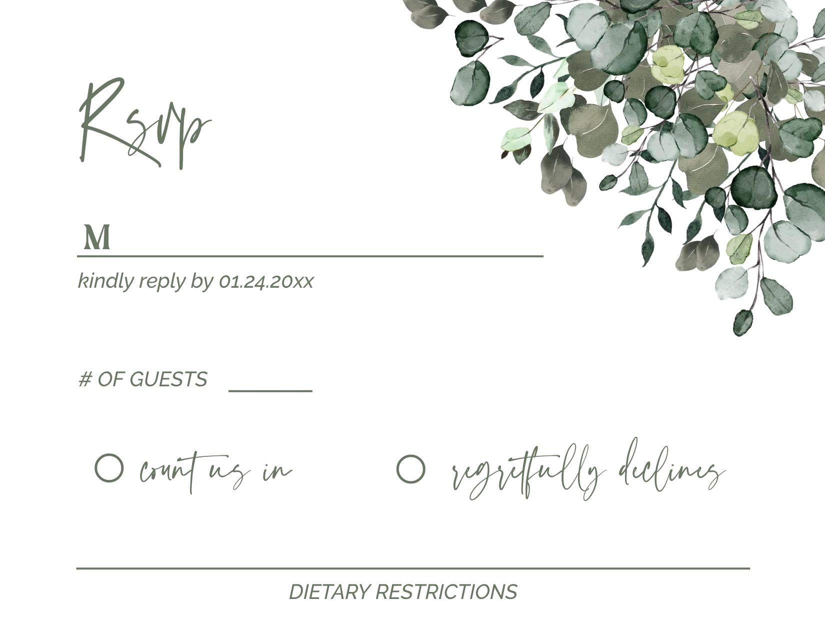 Greenery Only Invitation Suite Template - 030 - Image 8