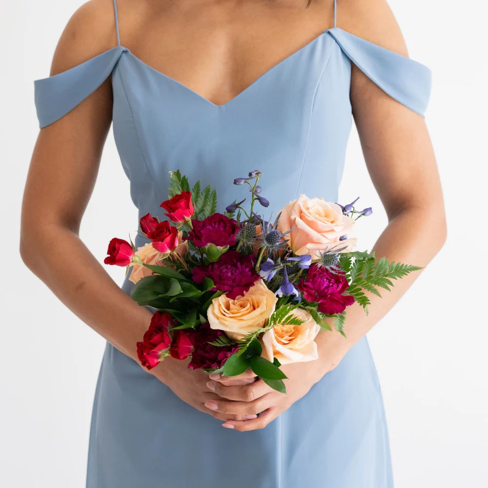 Sapphire and Ruby Bridesmaid Bouquet