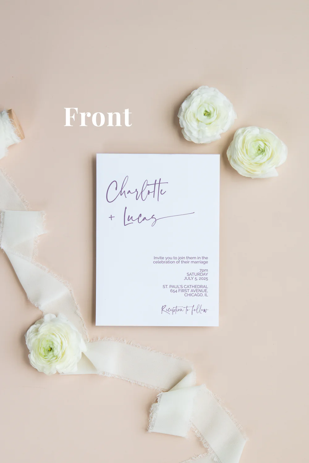 Lavender and Cream Minimalist Invitation Suite Template - 025 - Image 3