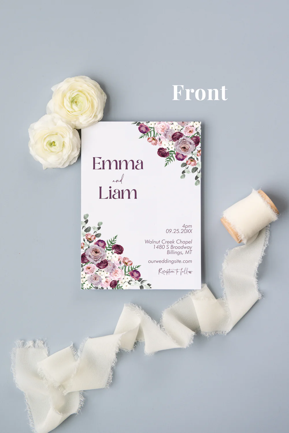 Mauve and Plum Invitation Suite Template - 030 - Image 3