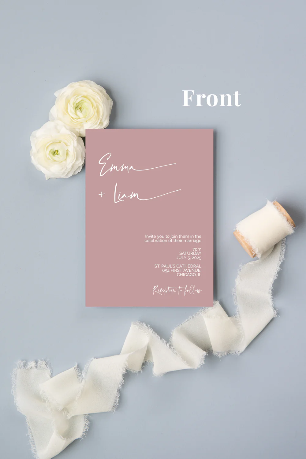 Mauve and Plum Minimalist Invitation Suite Template - 025 - Image 3