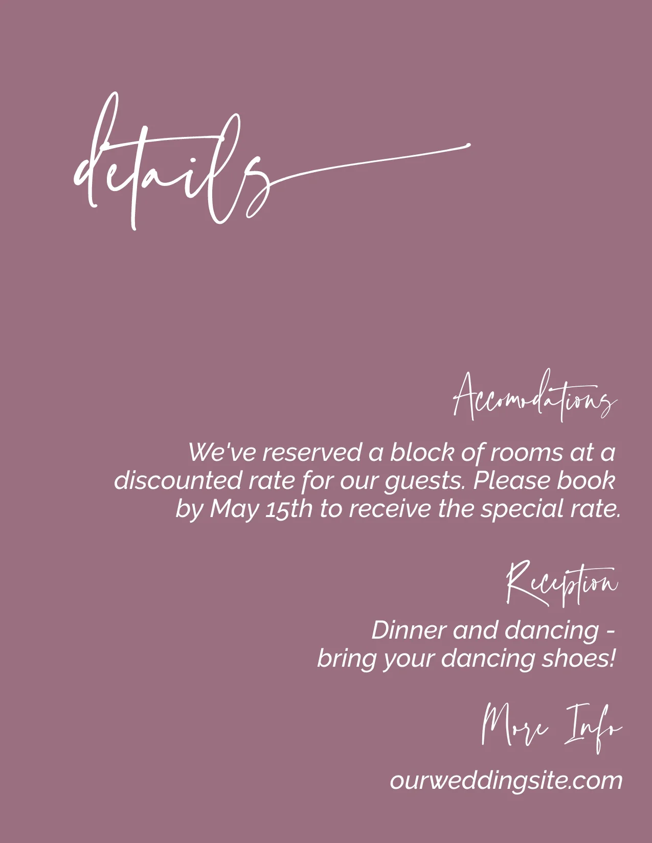 Mauve and Plum Minimalist Invitation Suite Template - 025 - Image 7