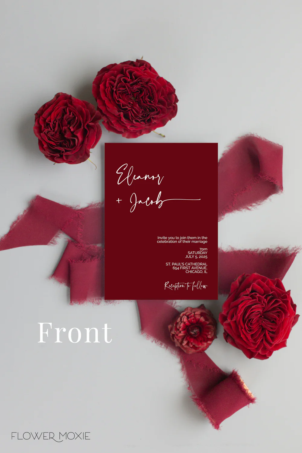 Moody Scarlet Minimalist Invitation Suite Template - 025 - Image 3