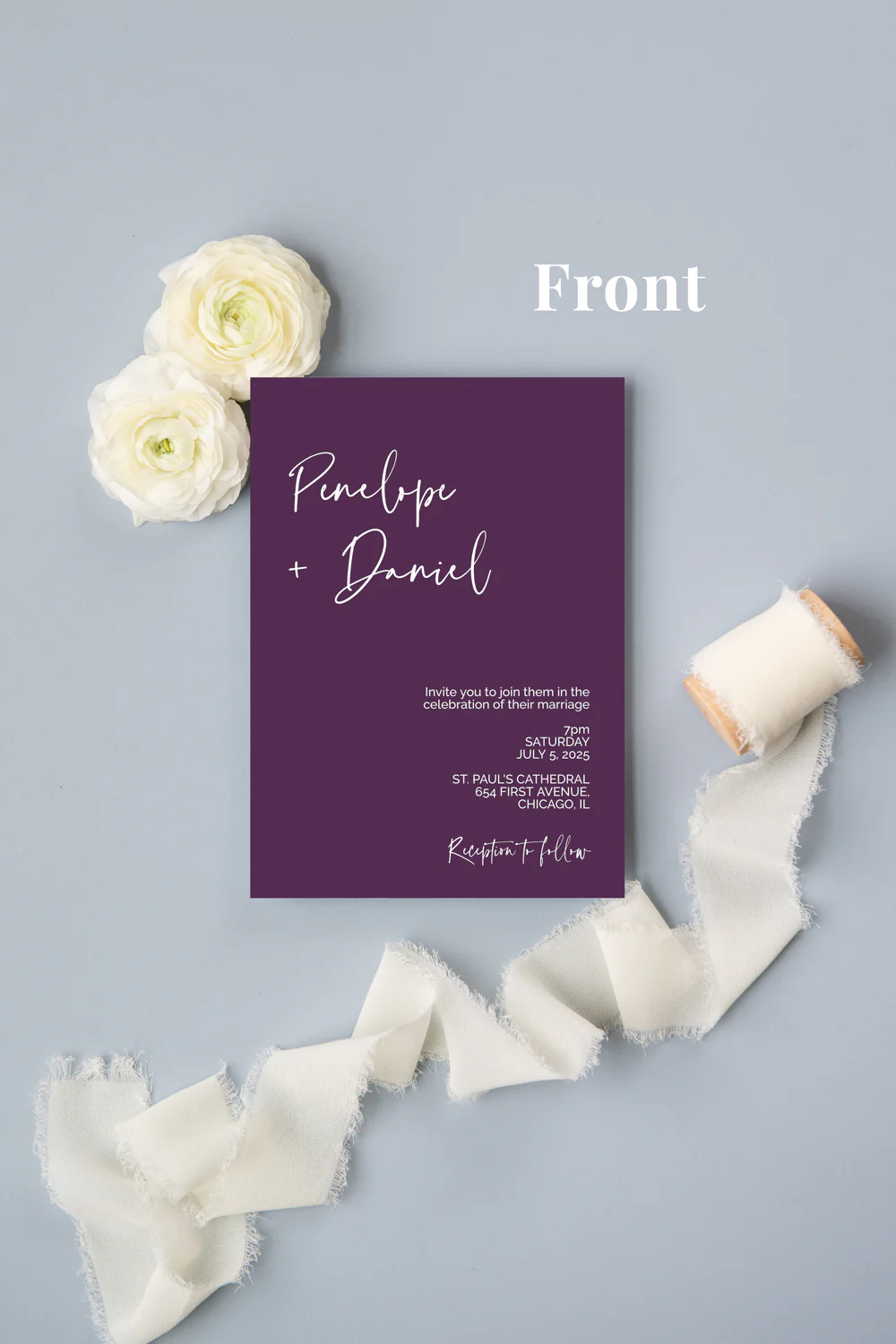 Moody Violet Minimalist Invitation Suite Template - 025 - Image 3