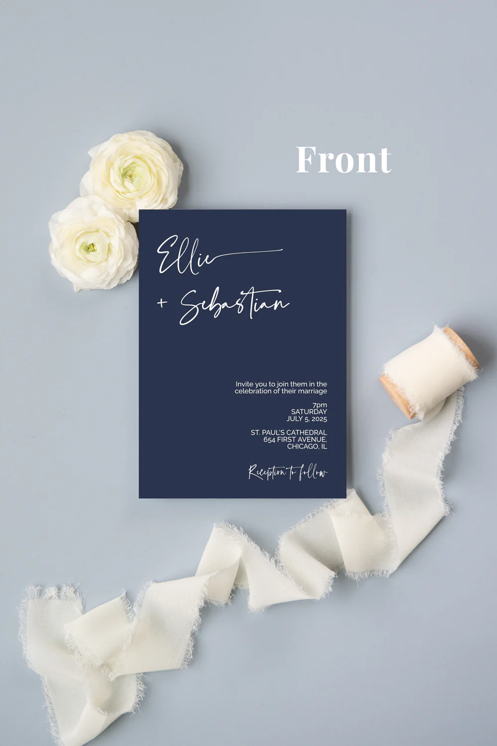 Navy and Wine Minimalist Invitation Suite Template - 025 - Image 3