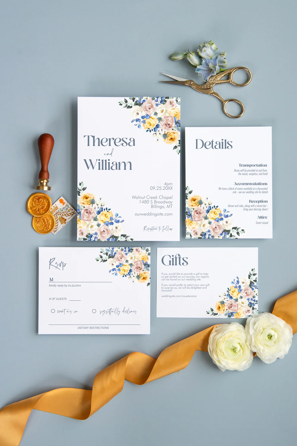 Pacific Gold Invitation Suite Template - 030