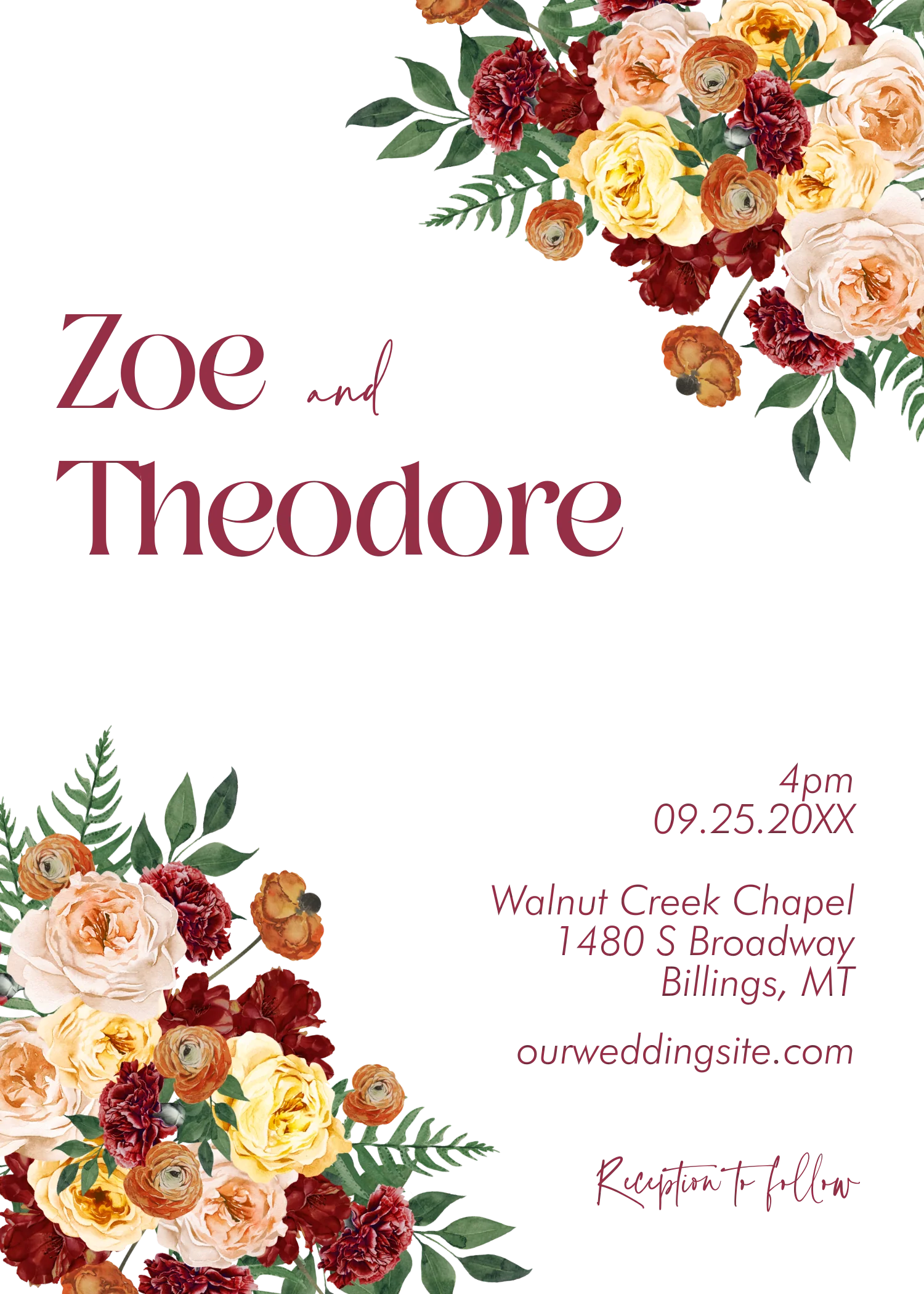 Peach and Burgundy Invitation Suite Template - 030 - Image 5