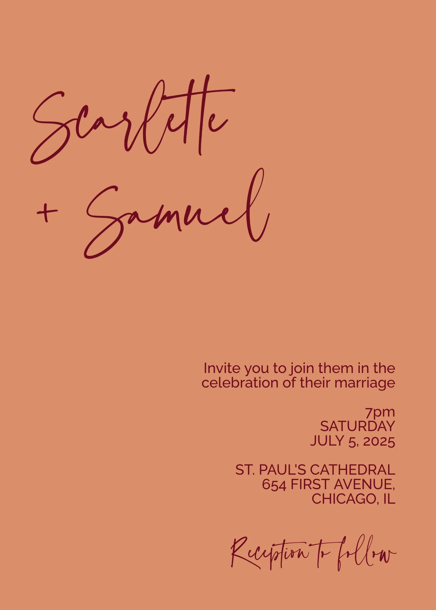 Peach and Burgundy Minimalist Invitation Suite Template - 025 - Image 5