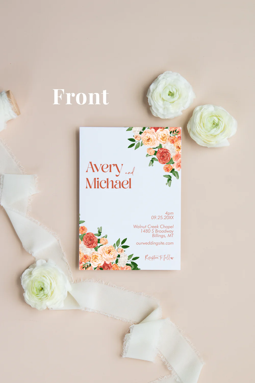 Peach and Coral Invitation Suite Template - 030 - Image 3
