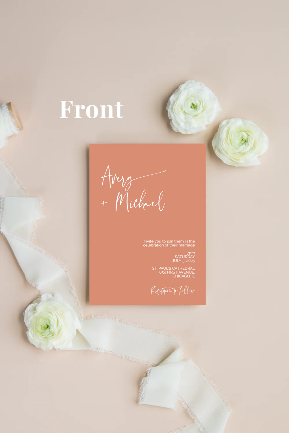 Peach and Coral Minimalist Invitation Suite Template - 025 - Image 3
