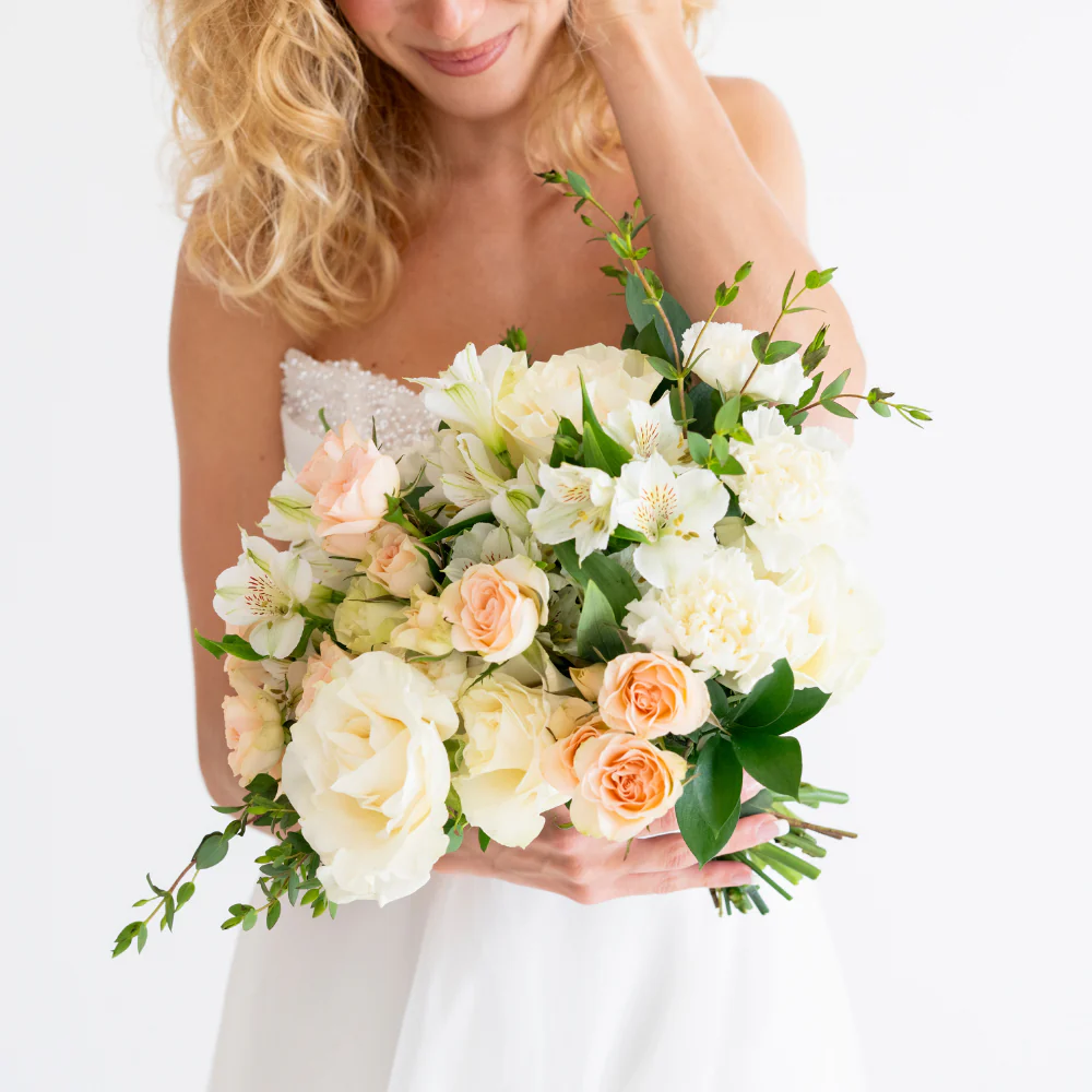 Soft Peach Bridal Bouquet