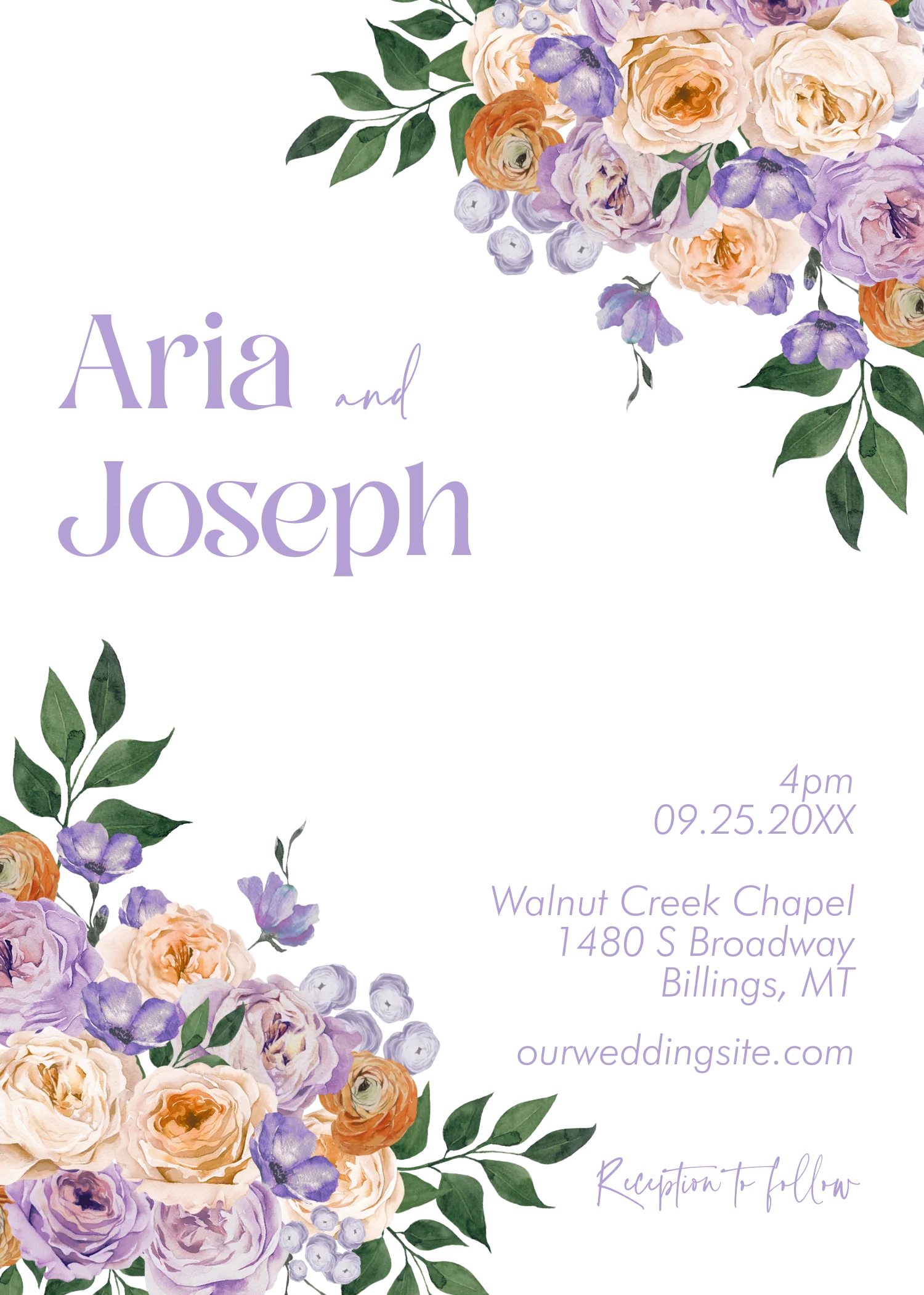 Peach and Lilac Invitation Suite Template - 030 - Image 5