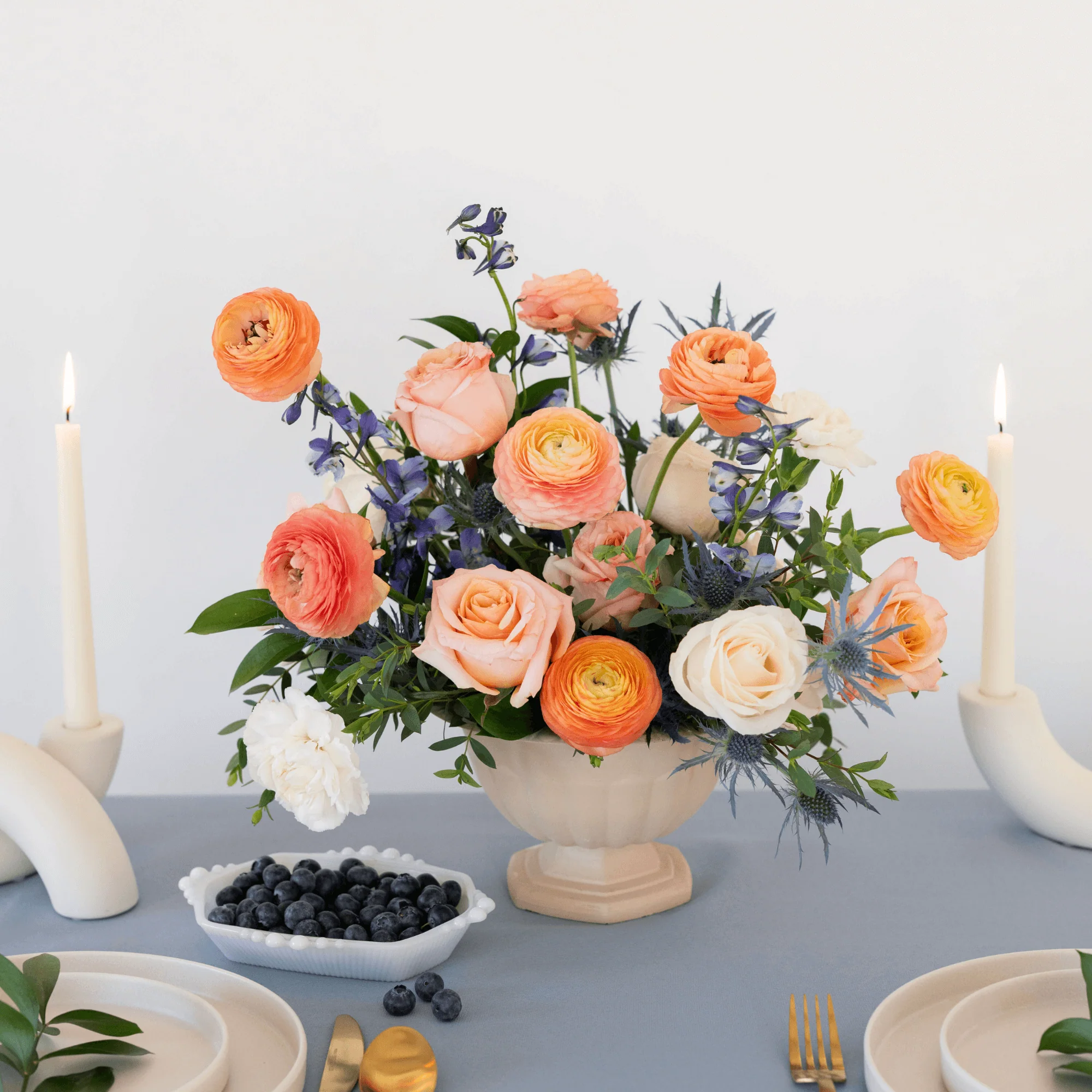 Peach and Blue Premade Plus - 8 Centerpieces