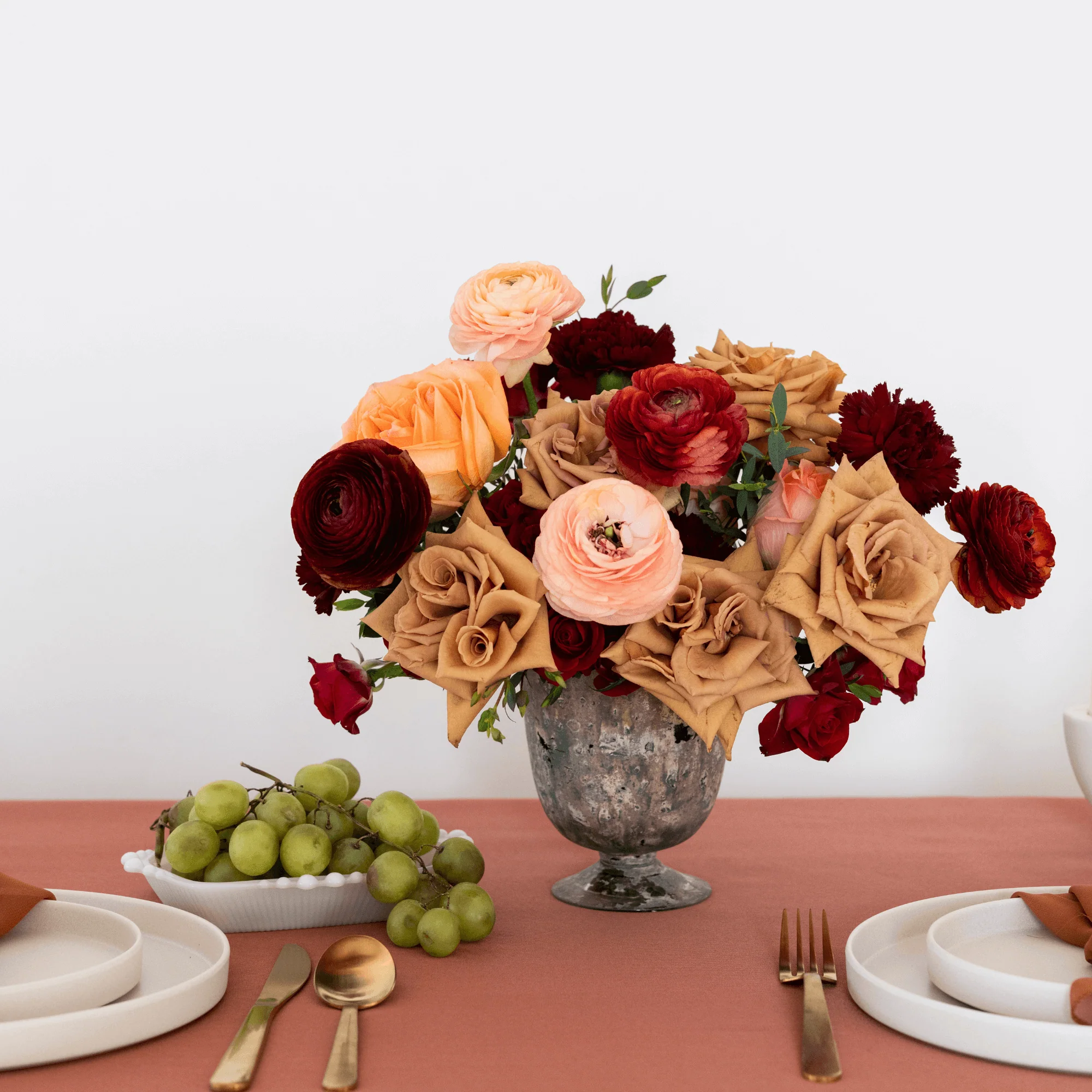 Peach and Burgundy Premade Plus - 8 Centerpieces