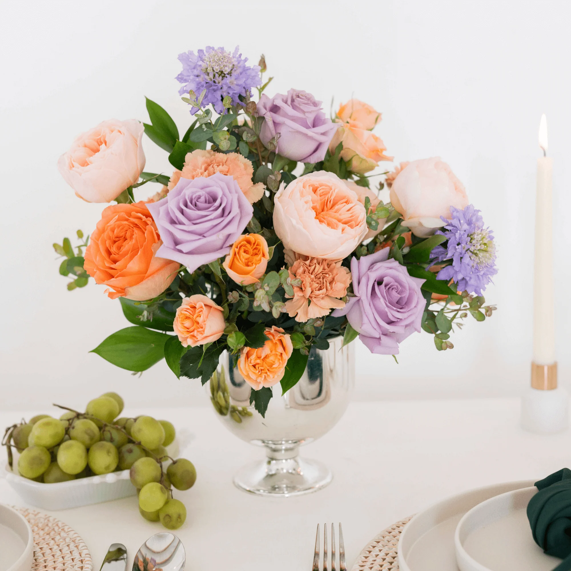 Peach and Lilac Premade Plus - 8 Centerpieces