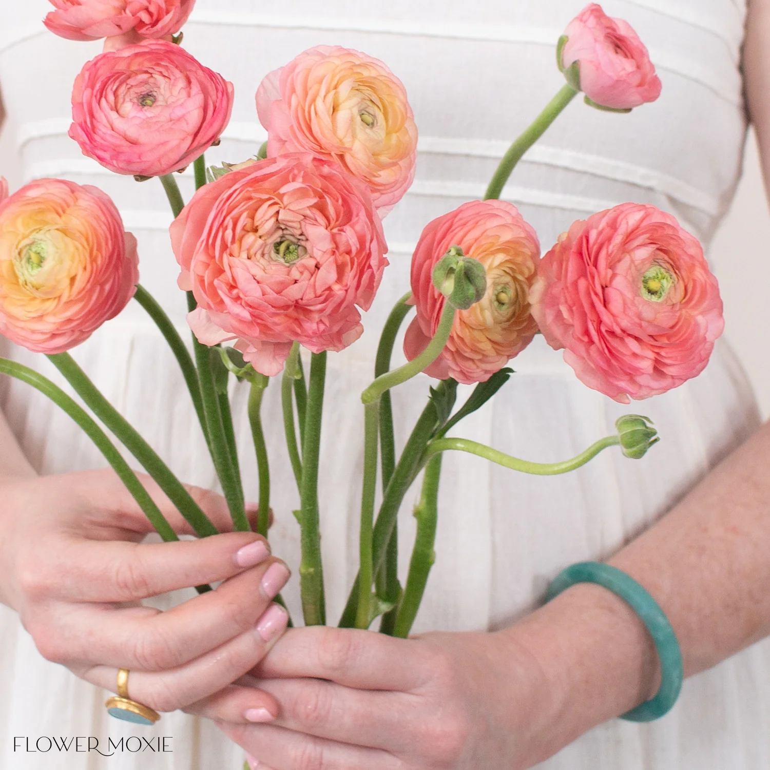 Peach Salmon Ranunculus Flower - Image 10