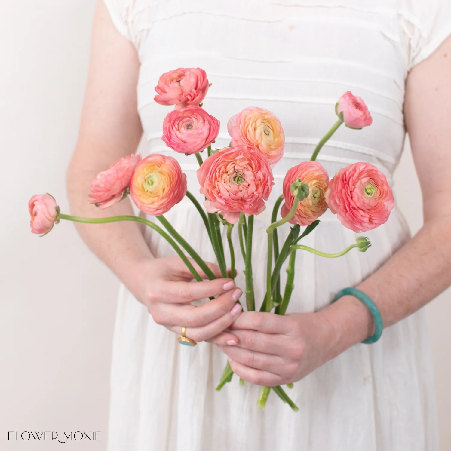 Peach Salmon Ranunculus Flower - Image 8