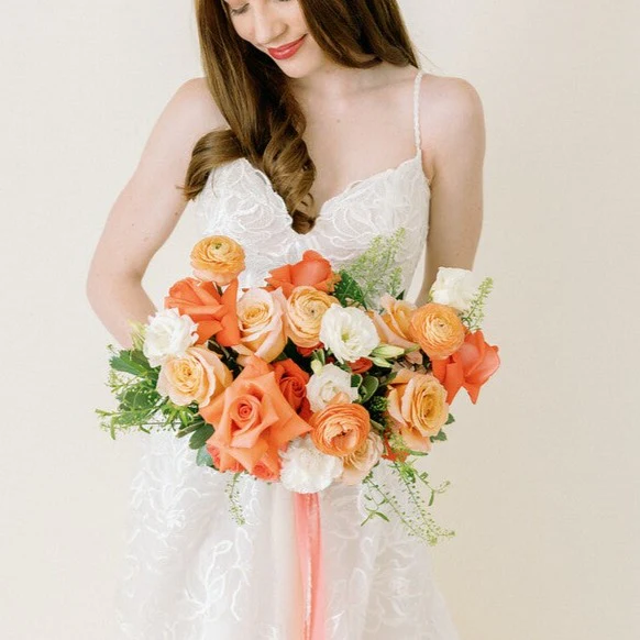 Peaches and Coral Full DIY Bridal and 4-5 Bridesmaid Bouquets - Image 3