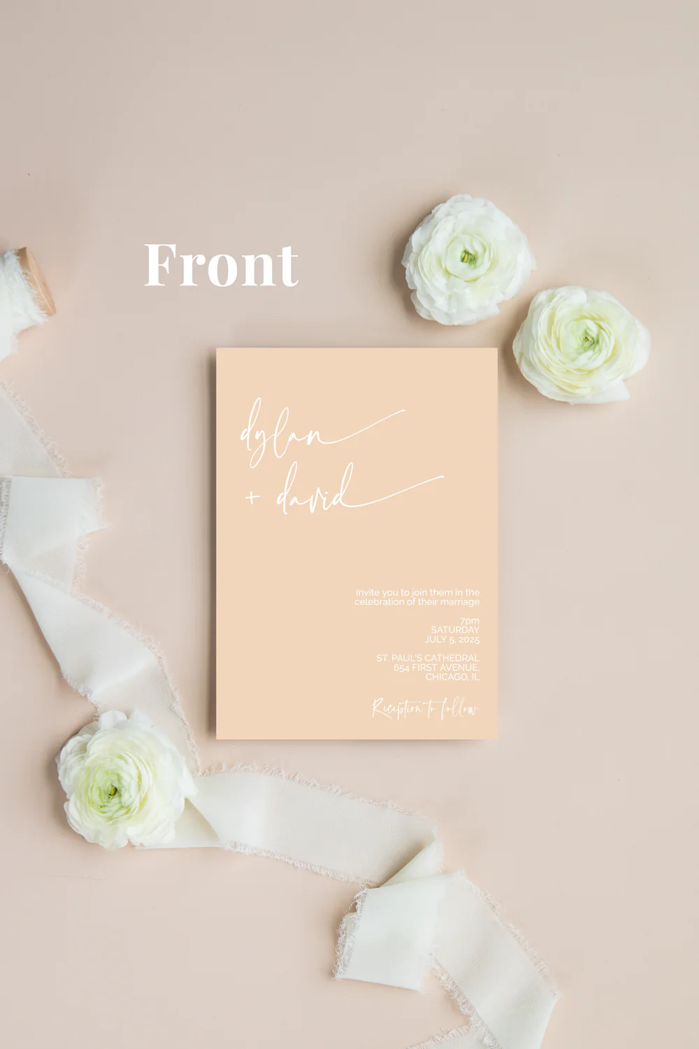 Peaches and Cream Minimalist Invitation Suite Template - 025 - Image 3