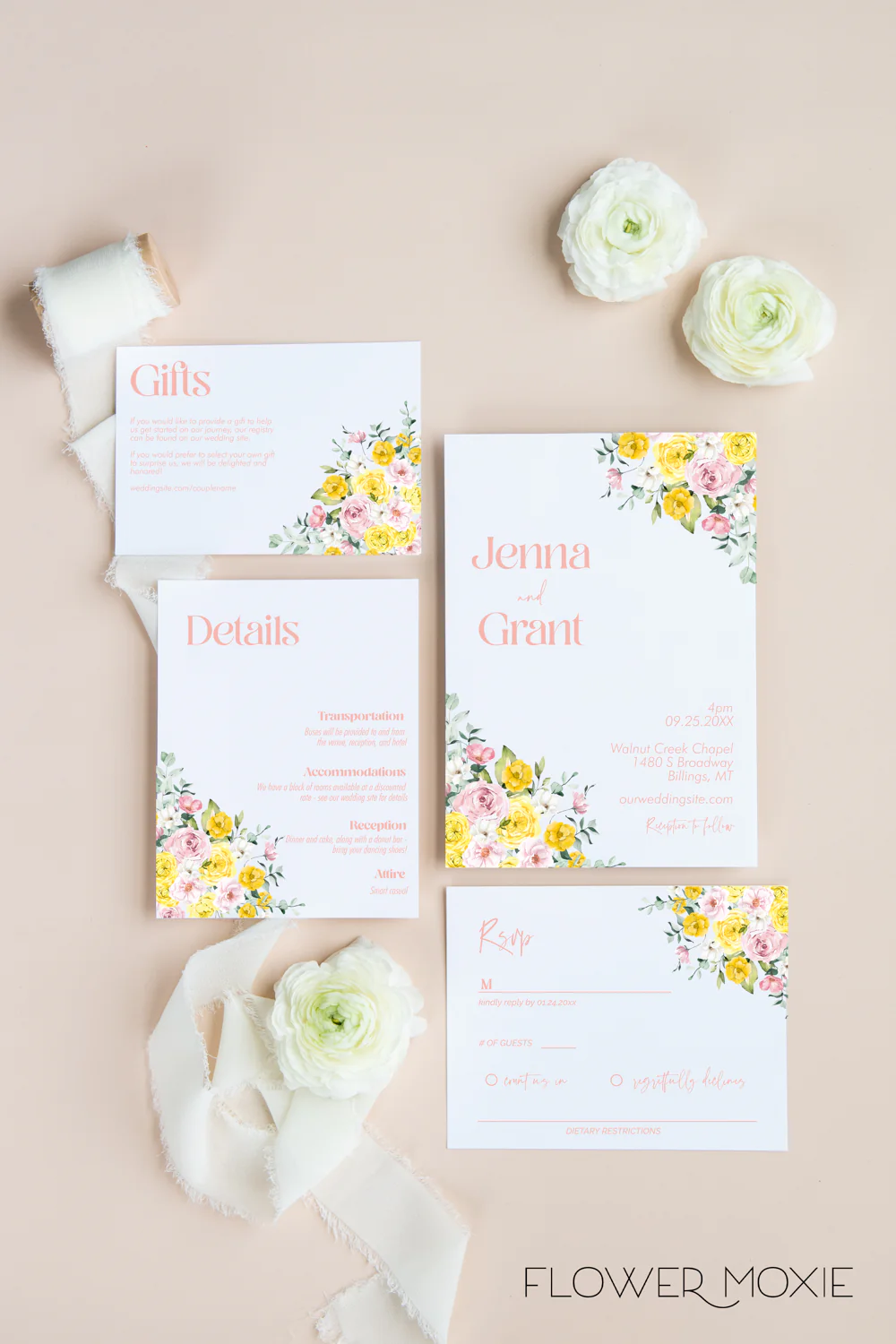 Pink Lemonade Invitation Suite Template - 030