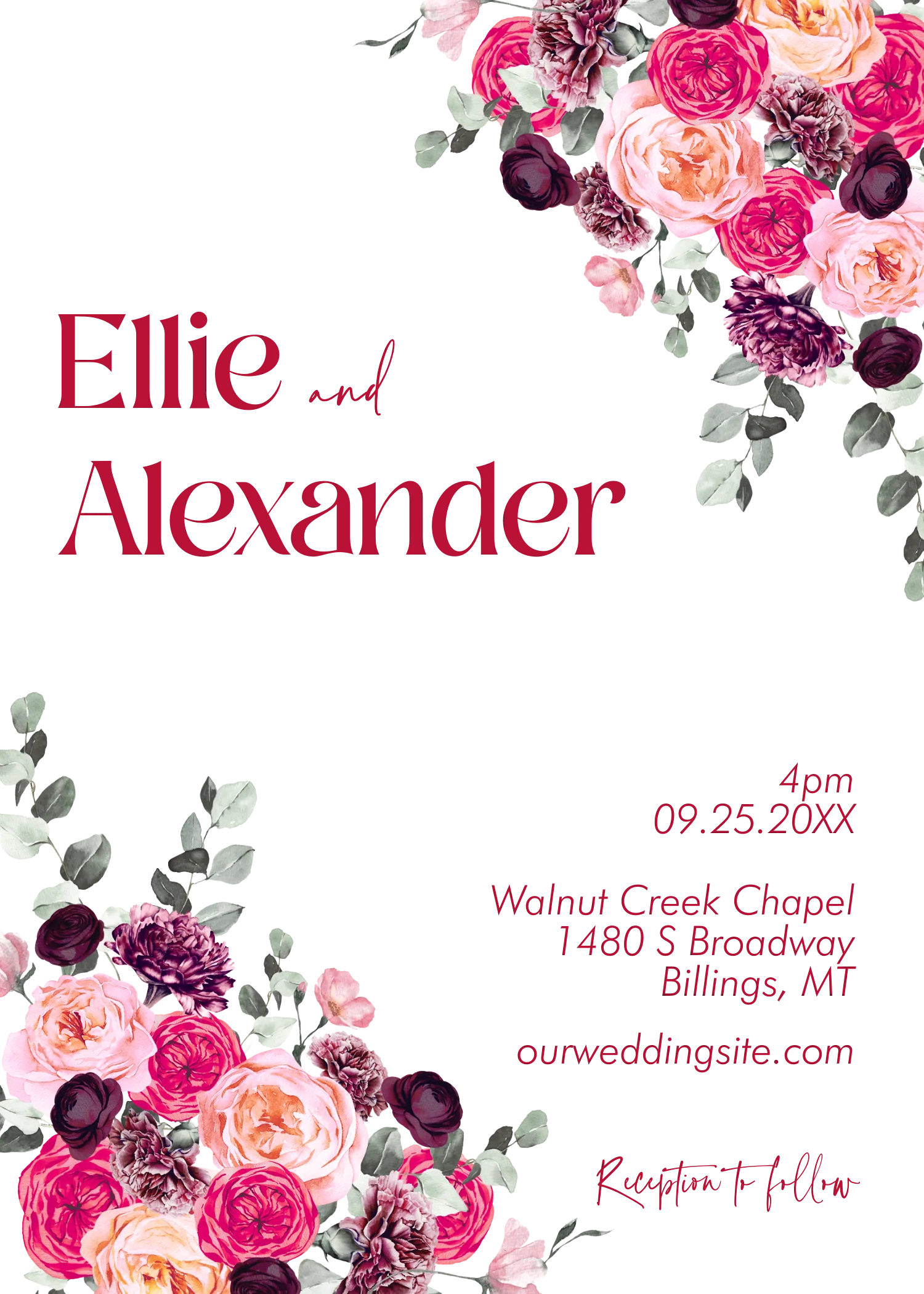Pinks and Berries Invitation Suite Template - 030 - Image 5