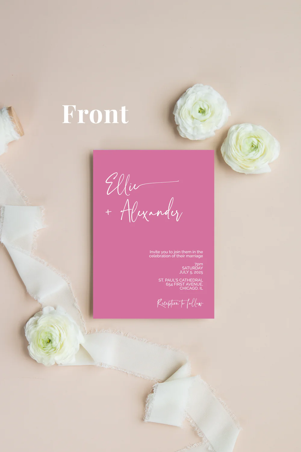 Pinks and Berries Minimalist Invitation Suite Template - 025 - Image 3
