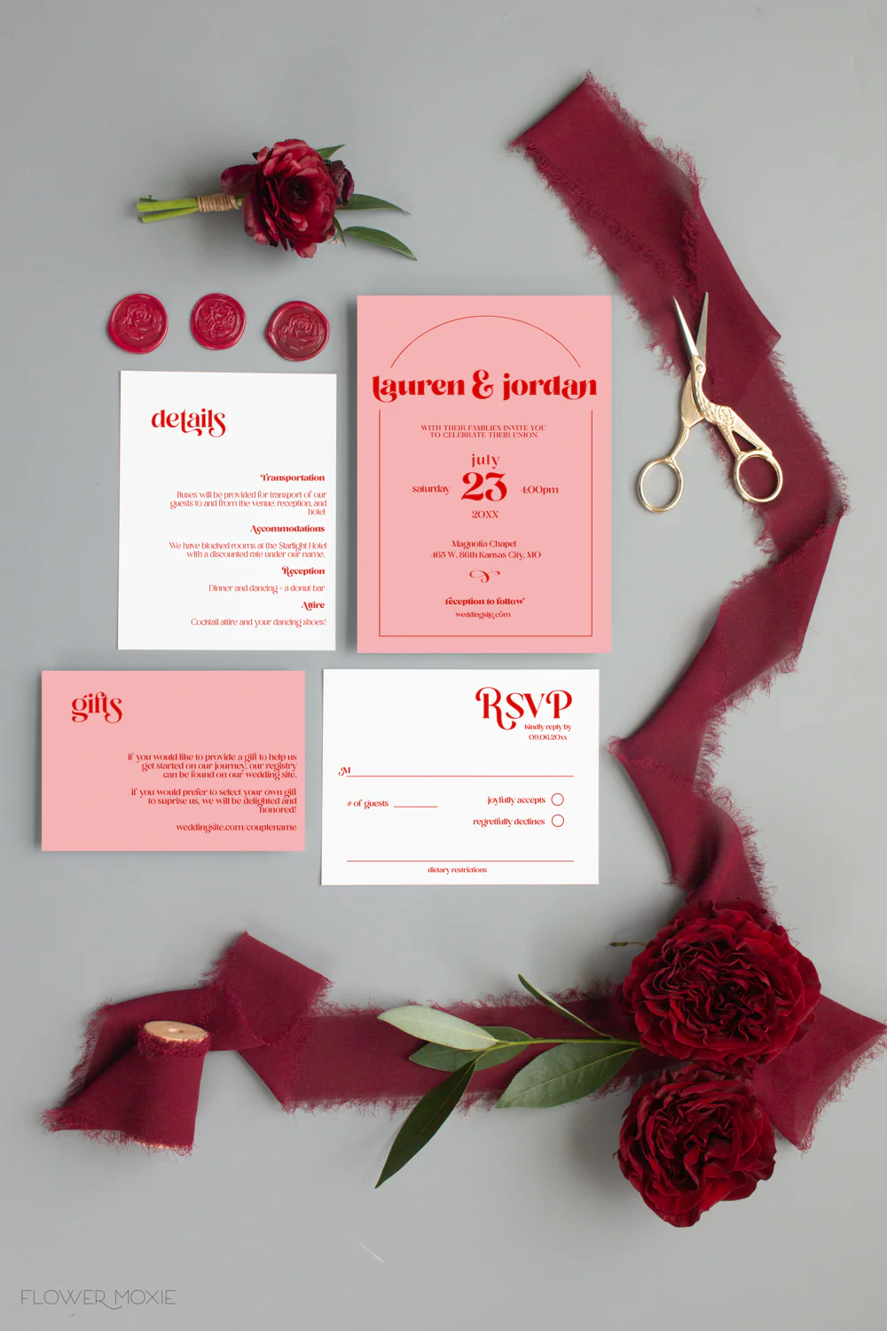 Red Currant Invitation Suite Template - Arch