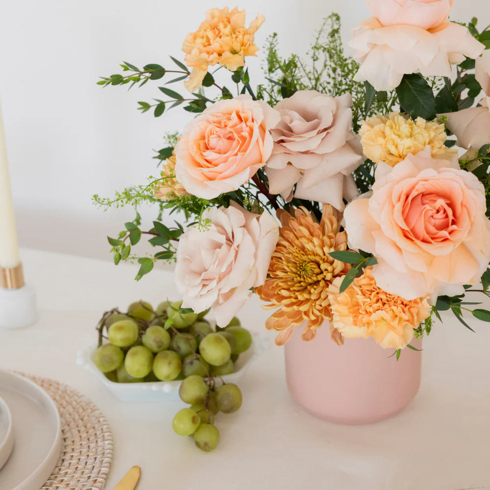 Blush and Peach Centerpiece